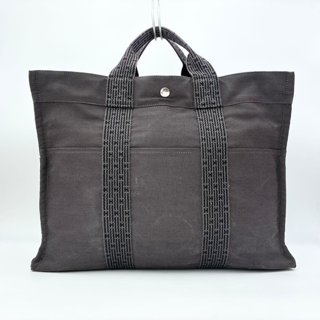 エルメス エールライン MM トートバッグ グレー系 鞄 カバン カデナ(鍵