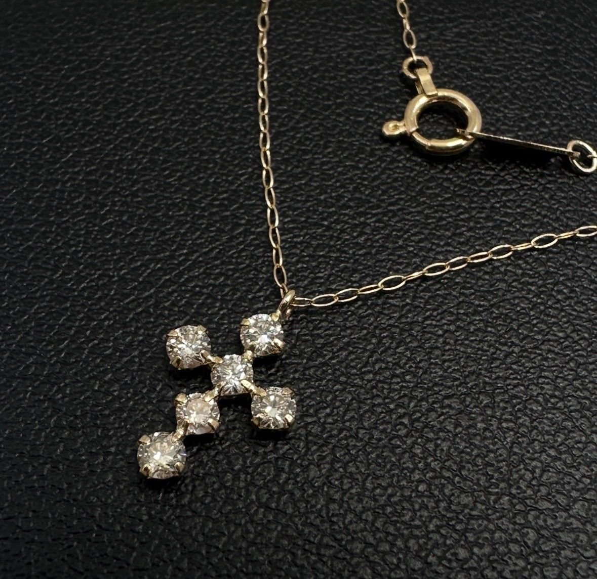 美品✨K18 ダイヤモンド6P 0.25ct クロスネックレス 鑑別書・ケース付