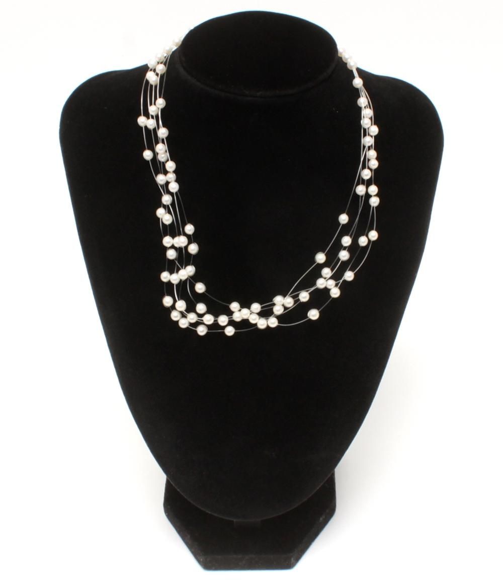 美品 タサキ 5連ネックレス SV パール 4-5mm ワイヤー レディース