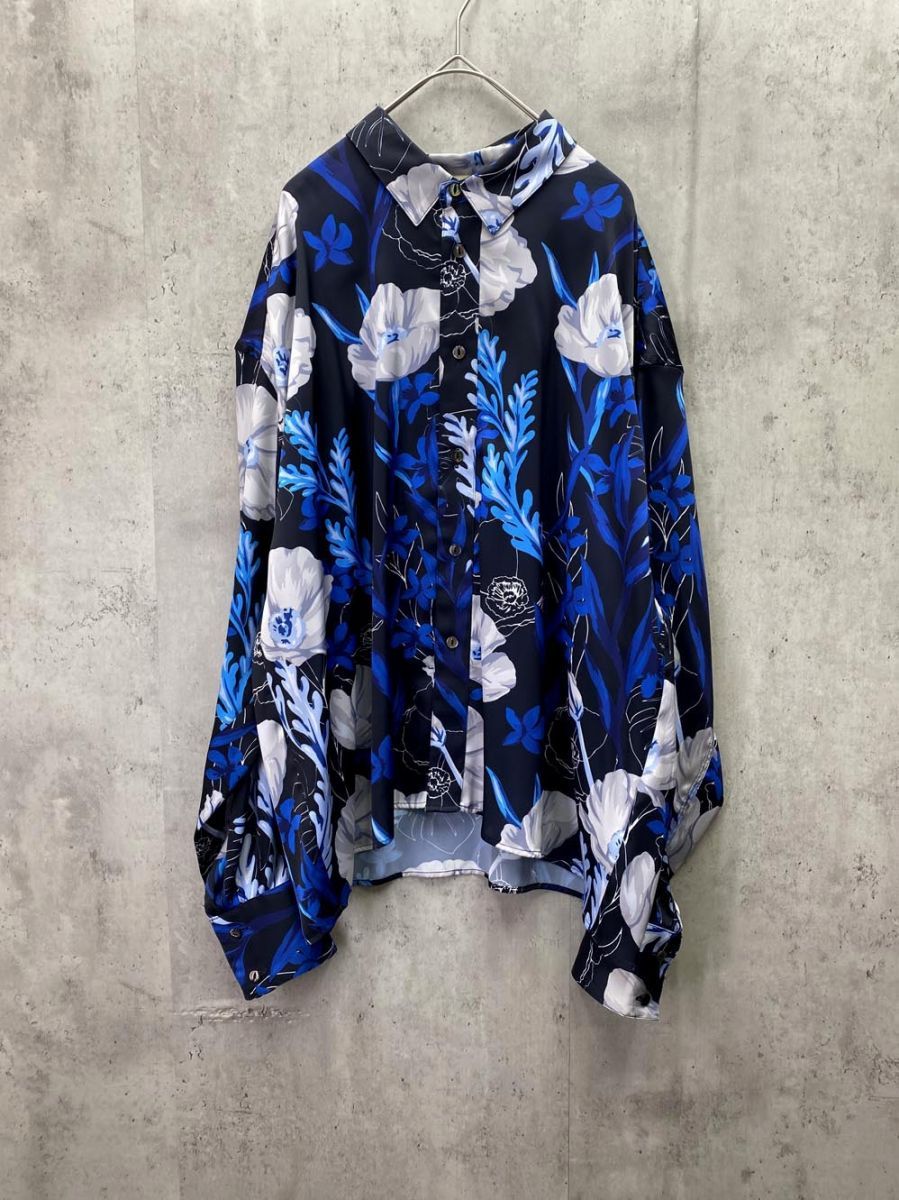 Jieda ジエダ FLOWER PATTERN L/S SHIRT シャツ 日本製 size1/青