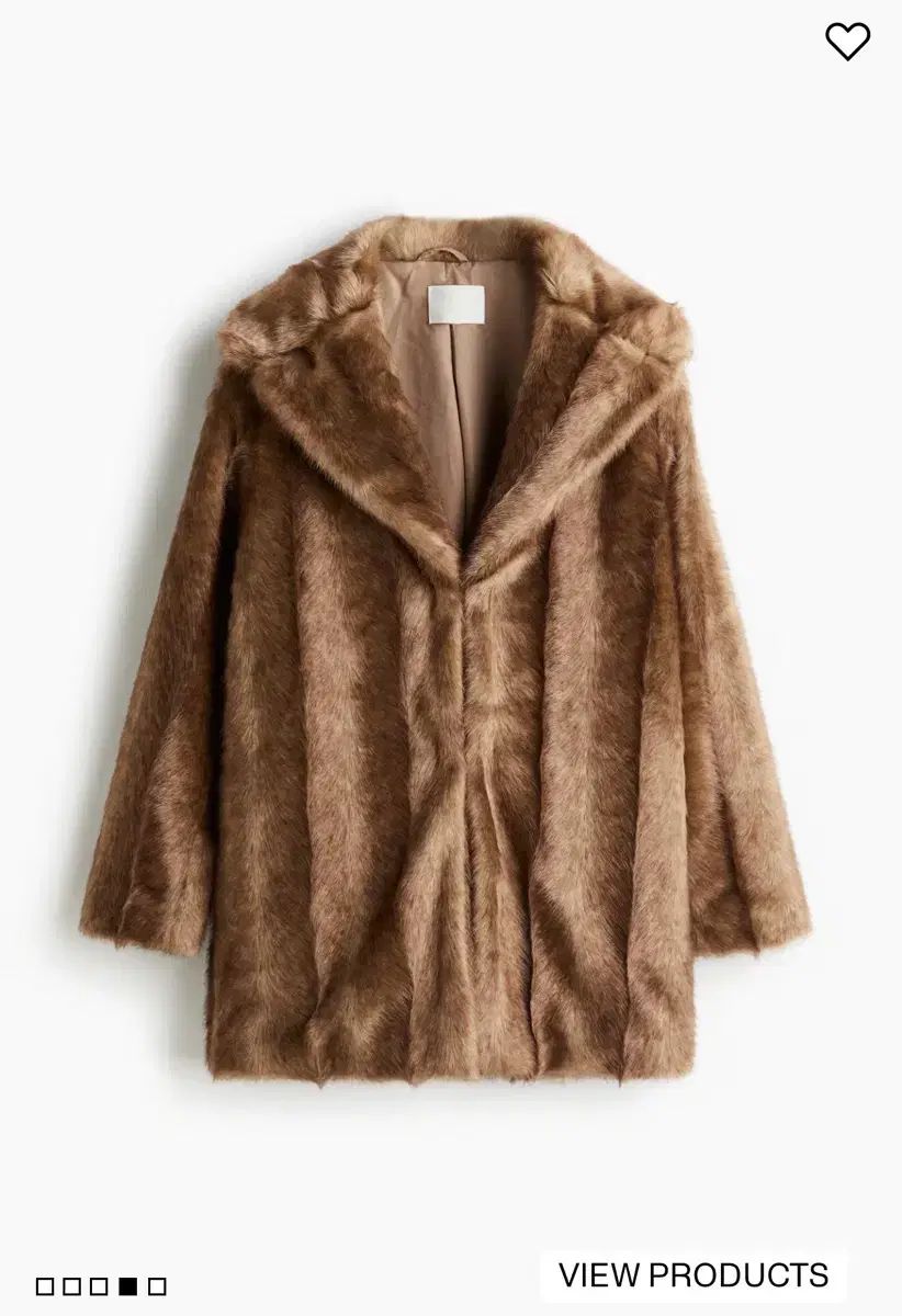 レディース H&M フェイク ファー コート ブラウン M