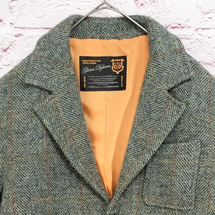 イギリス製】Glenn Dylann ヘリンボーン テーラードジャケット クルミ
