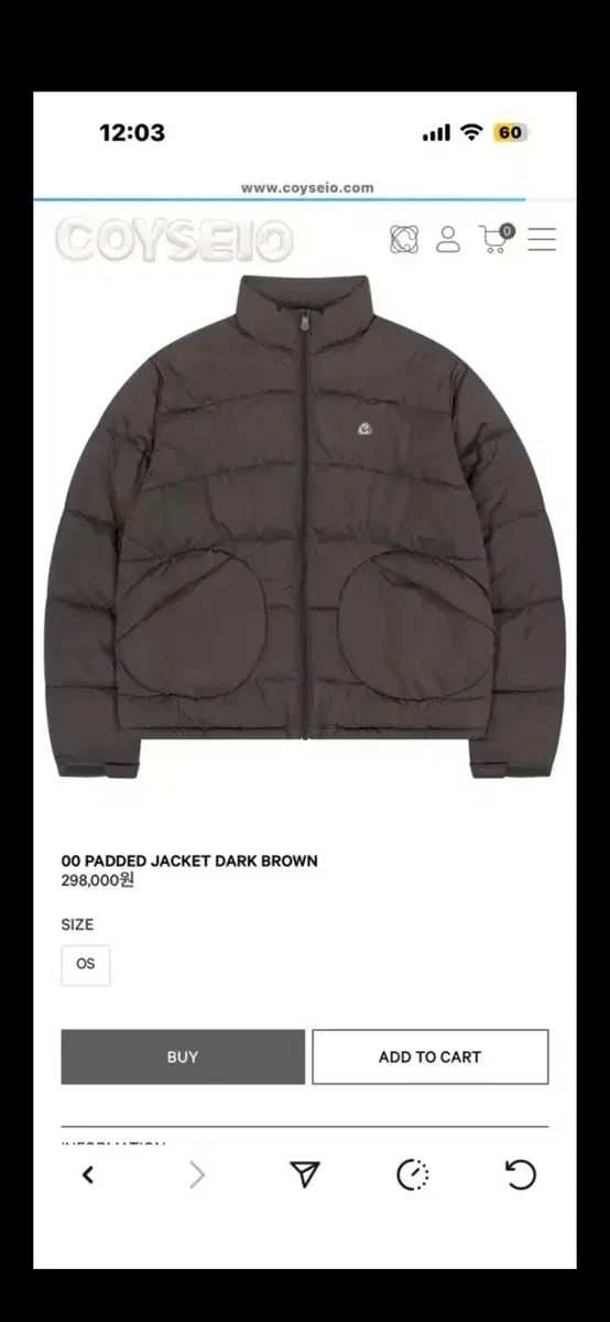 COYSEIO ダウン ジャケット DARK ブラウン OS - メルカリ