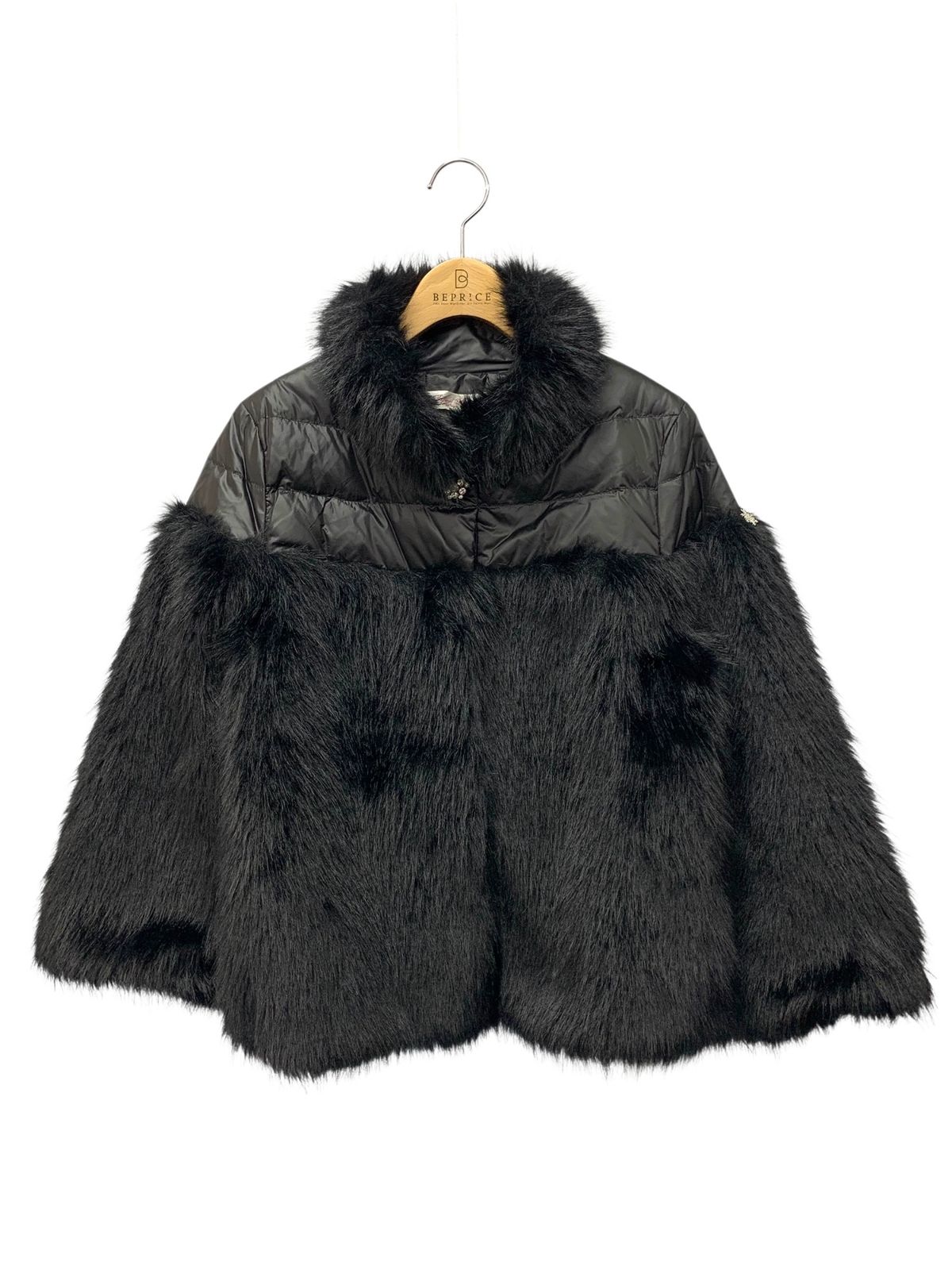 スーパービューティー ダウンジャケット 40 ブラック フェイクファー