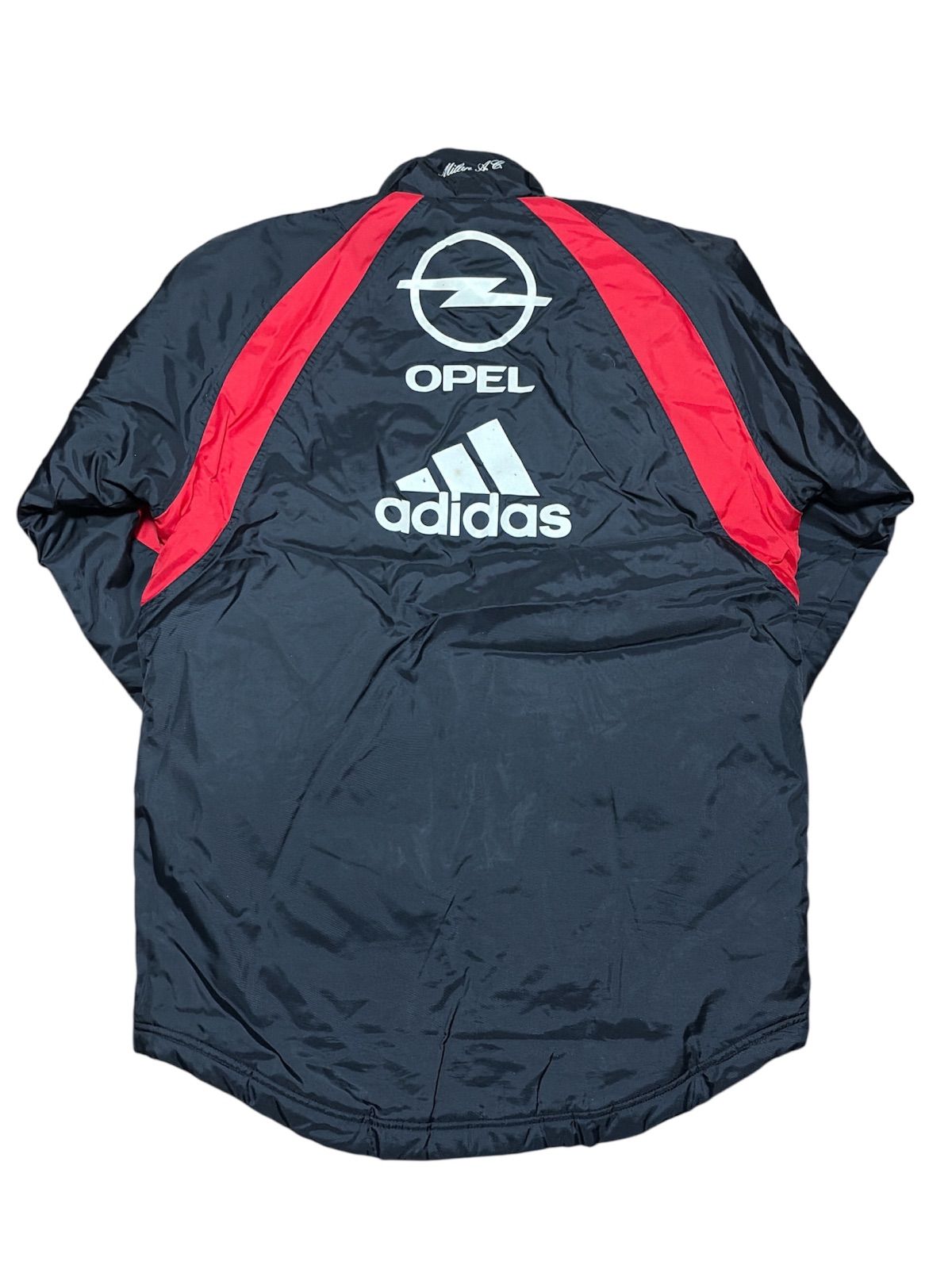 サッカー】ACミラン ナイロンジャケット ベンチコート Oサイズ 黒赤