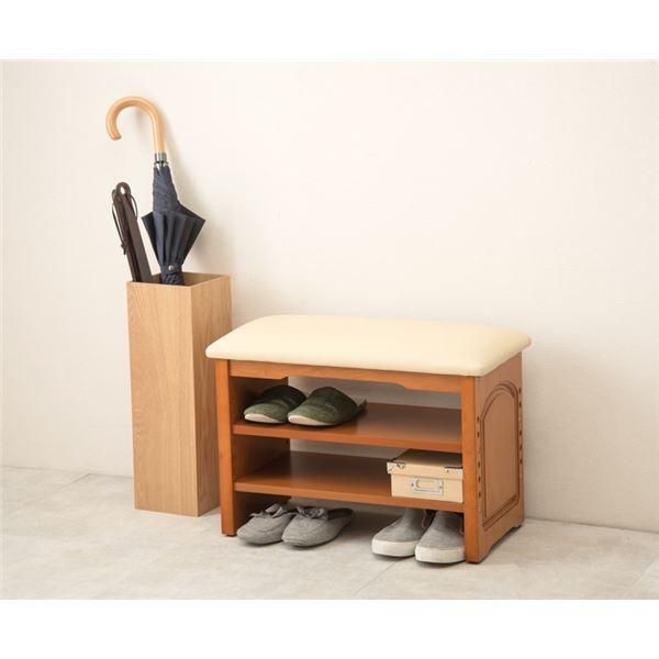 玄関ベンチ 玄関椅子 約幅60×奥行31×高さ43cm ライトブラウン 木製