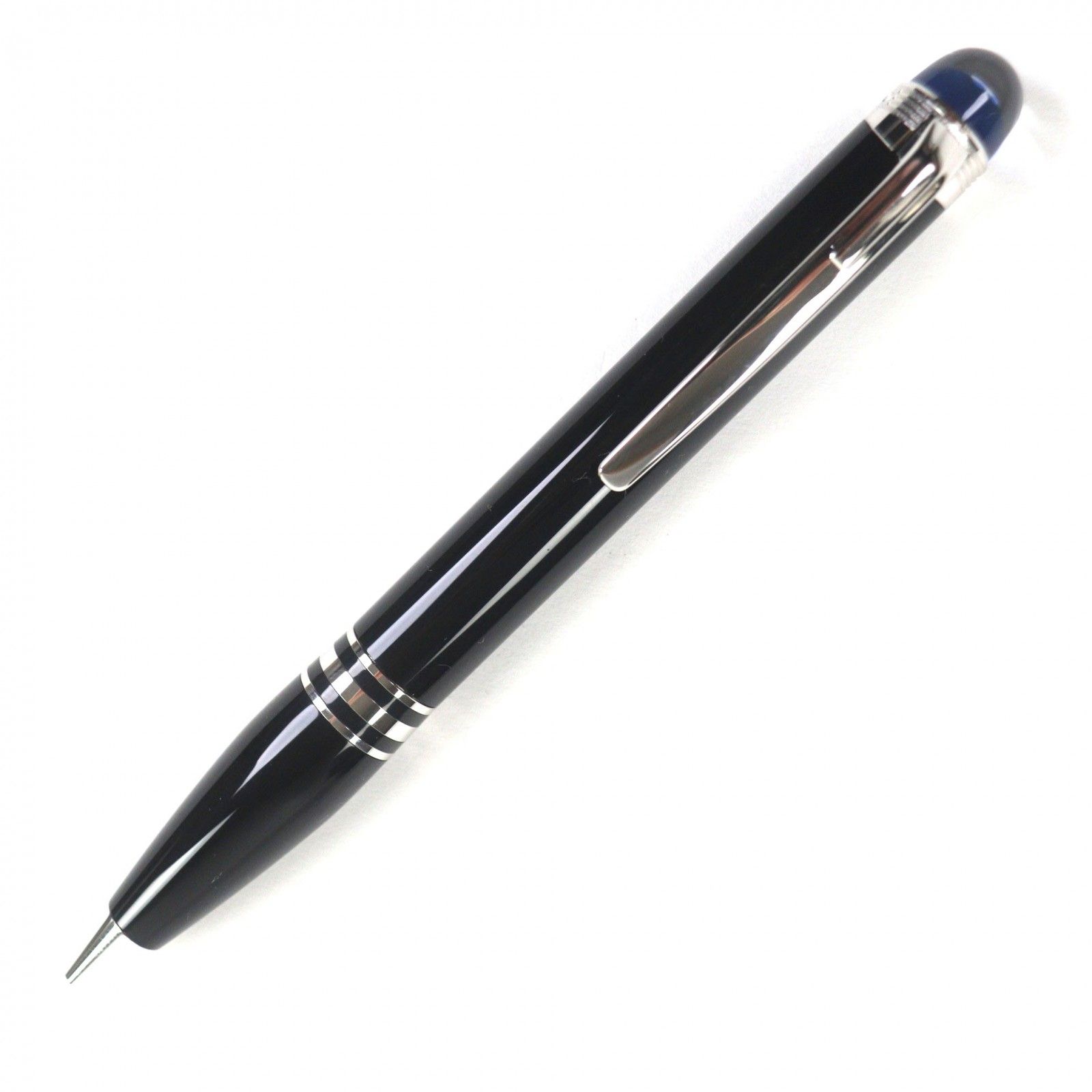 極美品▼MONTBLANC モンブラン スターウォーカー 新型 ブルードーム 現行品 ホワイトスター ツイスト式 ボールペン ブラック シルバー 保存袋・ケース付き ドイツ製 メンズ 筆記確認済み 極美品▽MONTBLANC モンブラン スターウォーカー 新型 ブルードーム
