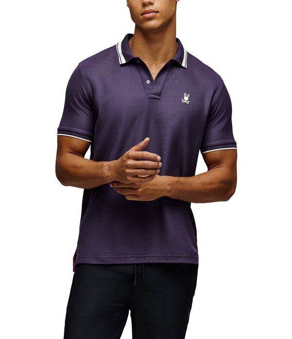 サイコバニー メンズ トップス シャツ Psycho Bunny Textured Collar Pique Polo Shirt Mysterioso