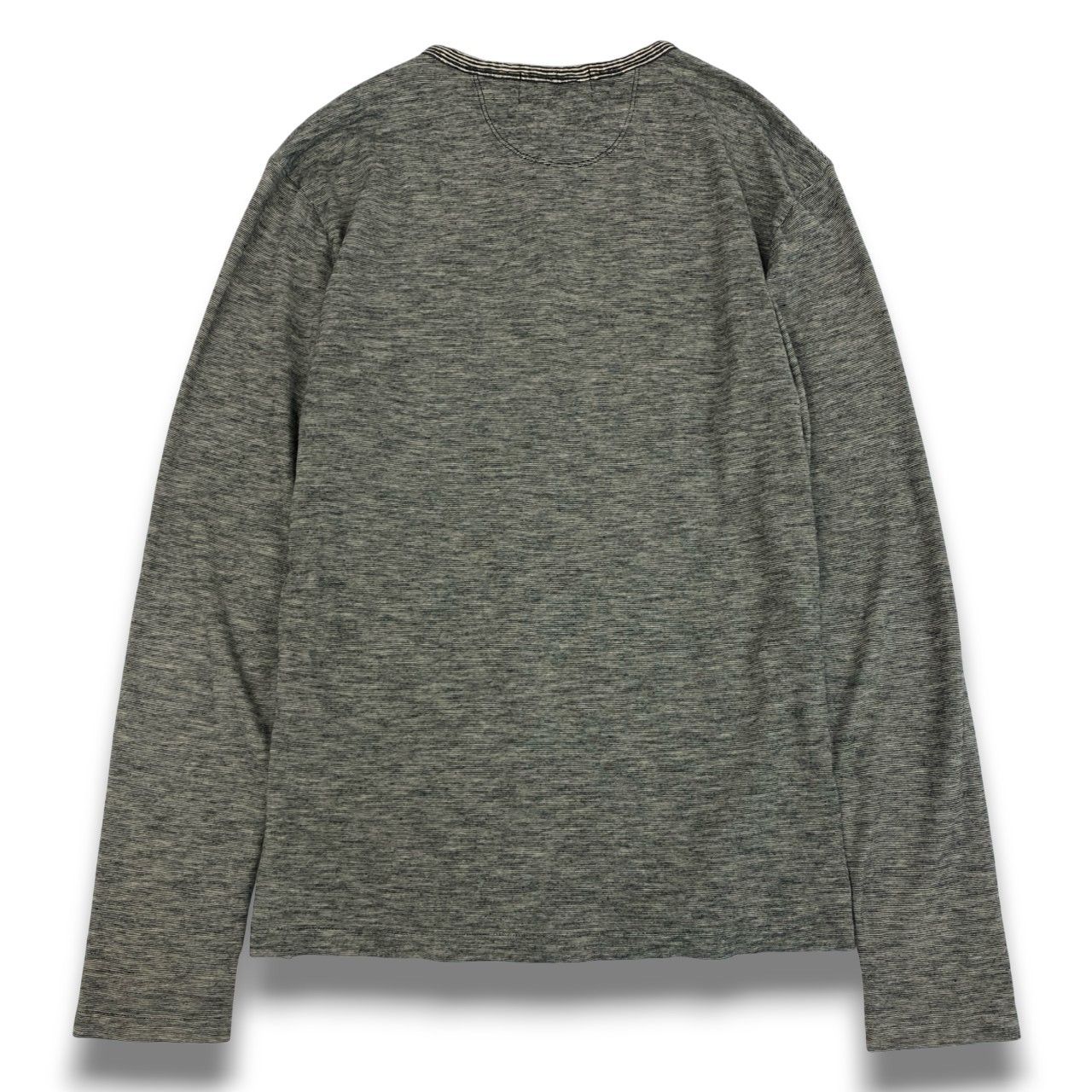 59b22 RRL ダブルアールエル ヘンリーネック カットソー 長袖Tシャツ メンズ 紳士服 サイズM グレー系 コットン100％u02t RRL &frasl; ダブルアールエル 貝ボタン ヘンリーネック 長袖 Ｔシャツ
