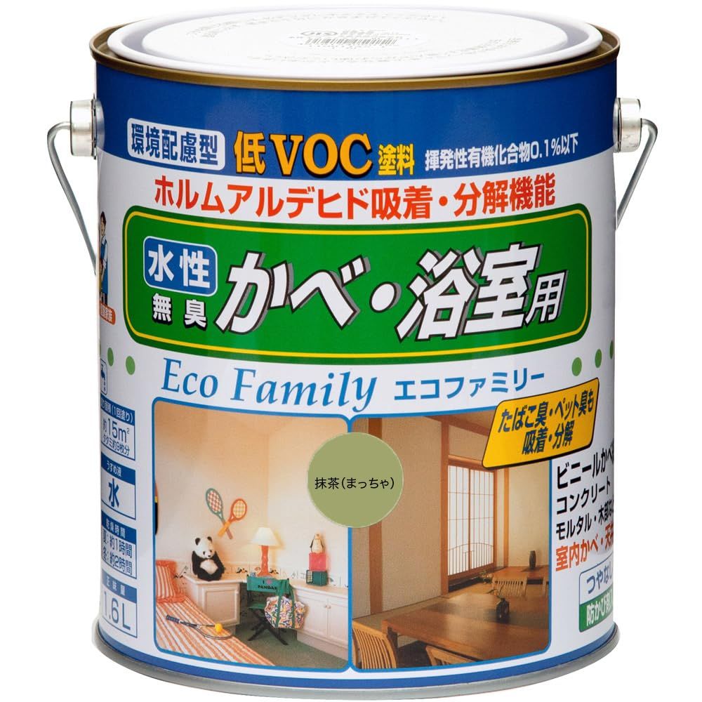 ニッペ ペンキ 塗料 水性エコファミリー 1.6L 抹茶（まっちゃ） 水性