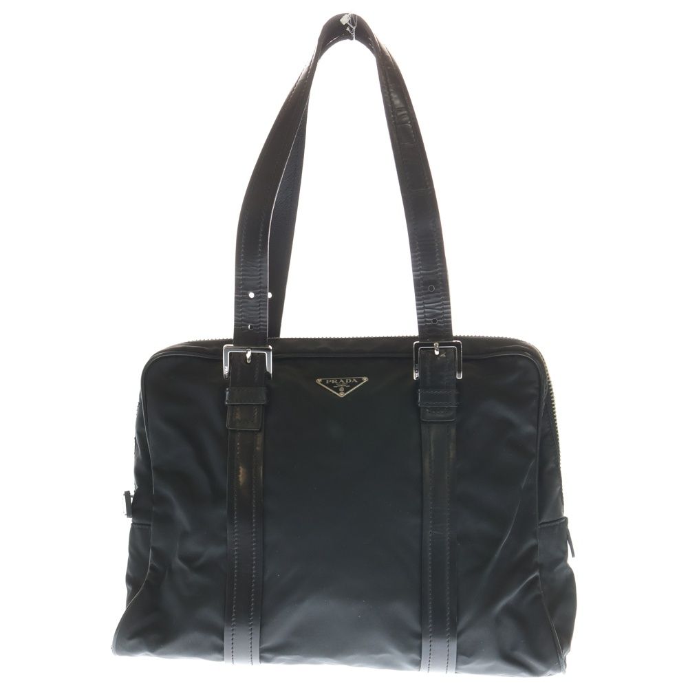 PRADA (プラダ) トライアングルロゴ ナイロン レザー トートバッグ