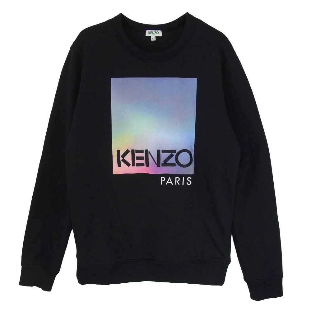 KENZO ケンゾー F765SW1674MF グラデーション ロゴ クルーネック スウェット ブラック系 XS【美品】