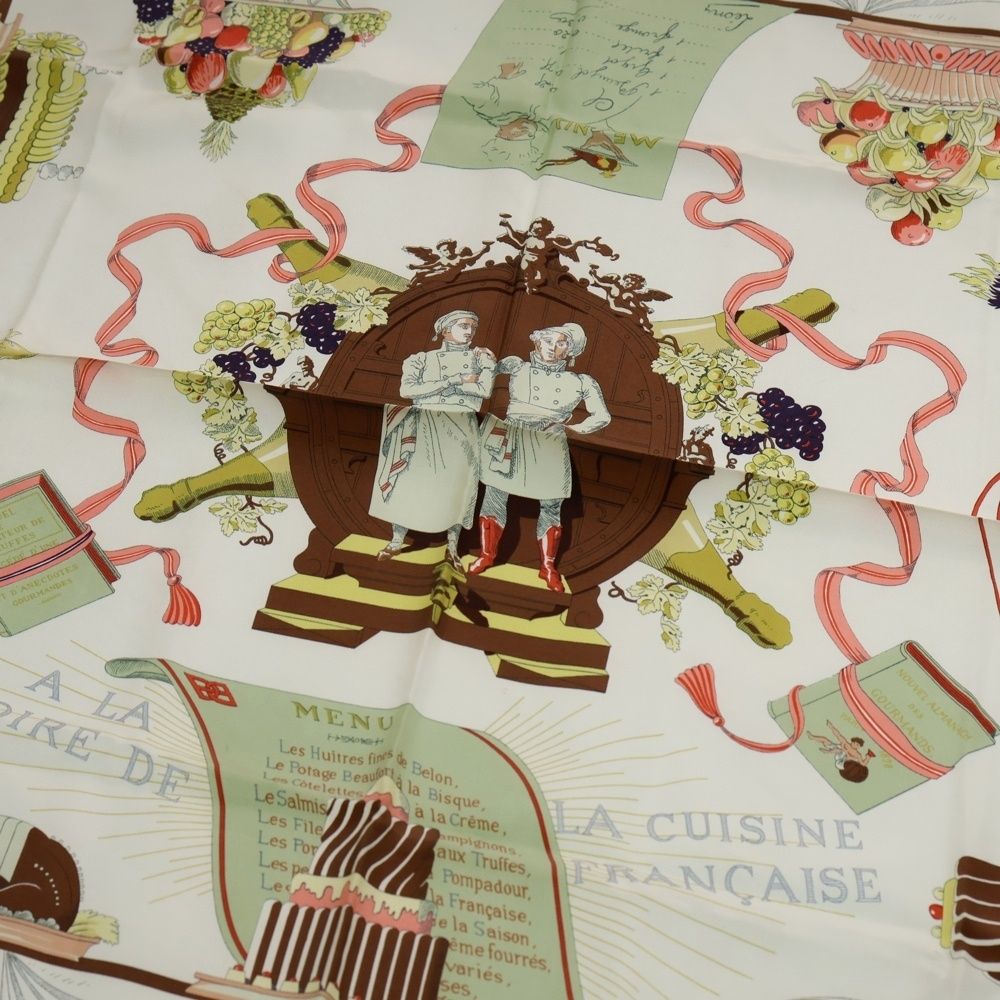 HERMES (エルメス) カレ90 シルク スカーフ フランス料理を讃えて A LA