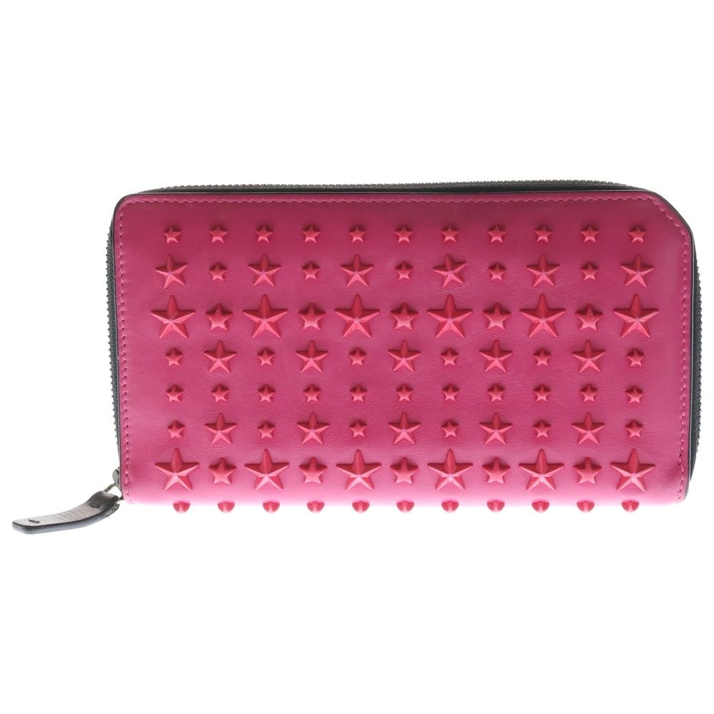 JIMMY CHOO (ジミーチュウ) スタースタッズ レザー長財布 ピンク