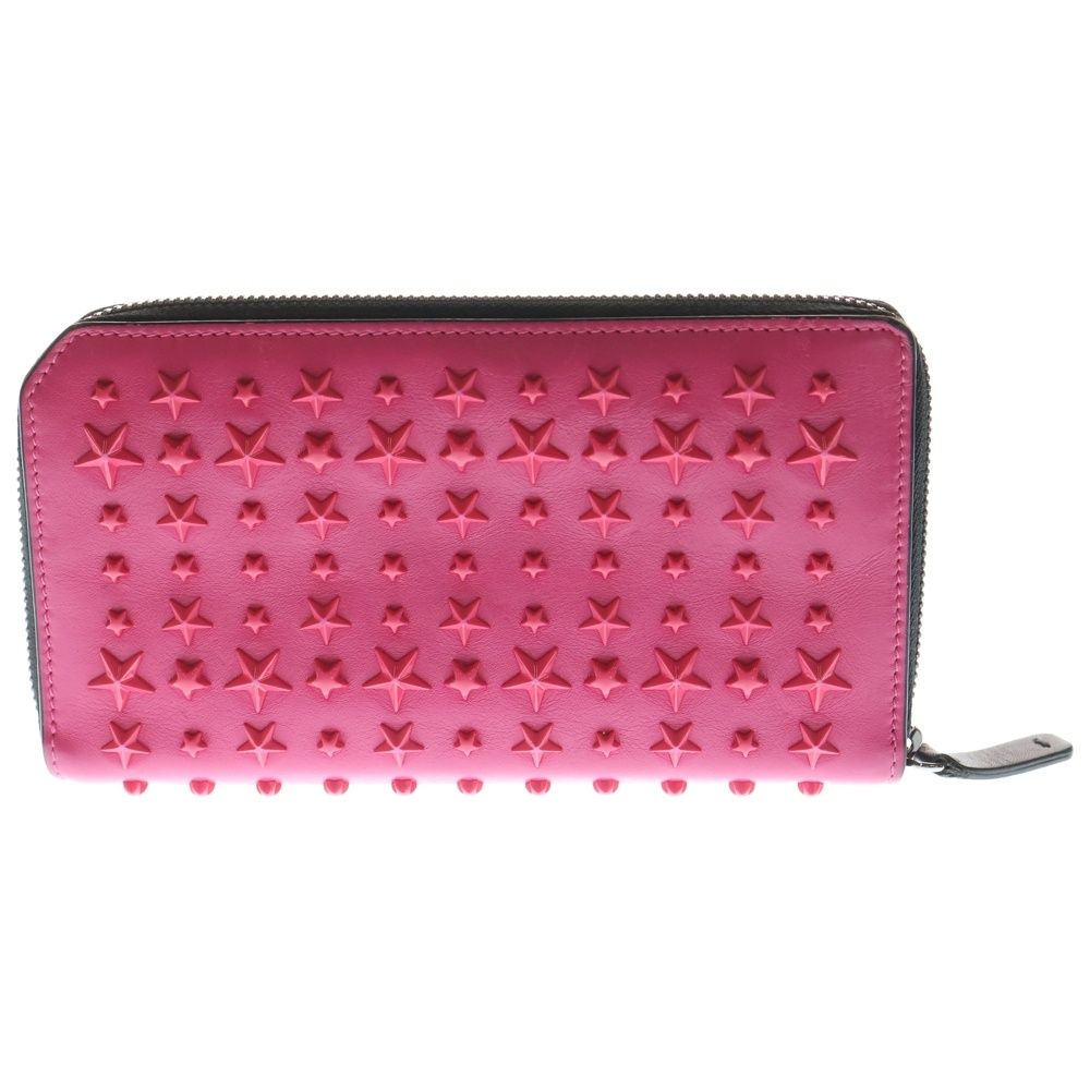 JIMMY CHOO (ジミーチュウ) スタースタッズ レザー長財布 ピンク
