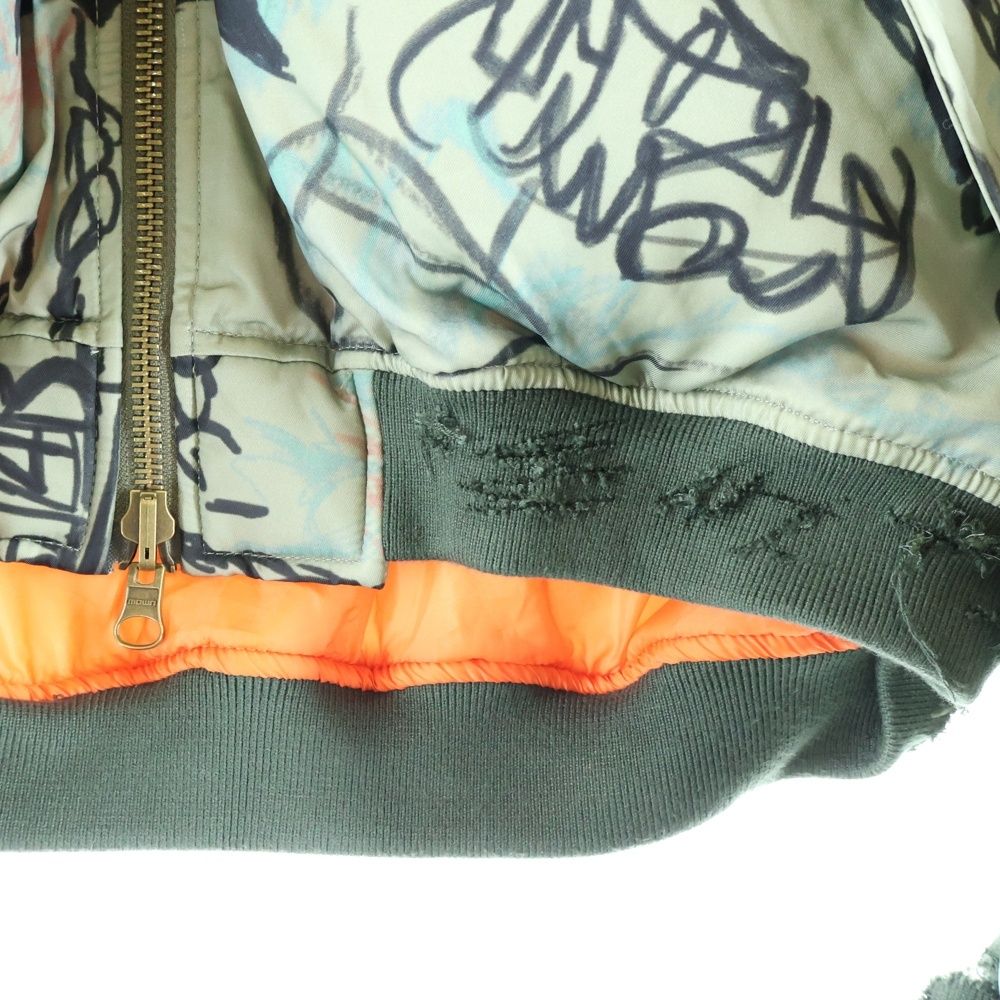 Mowalola (モワローラ) 25AW graffiti bomber jacket ダメージ加工 MA