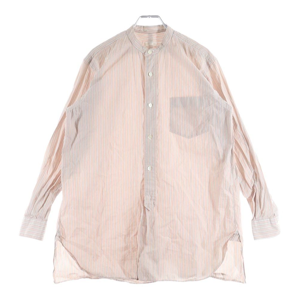 COMOLI (コモリ) 18SS バンドカラー ストライプ 長袖シャツ オレンジ