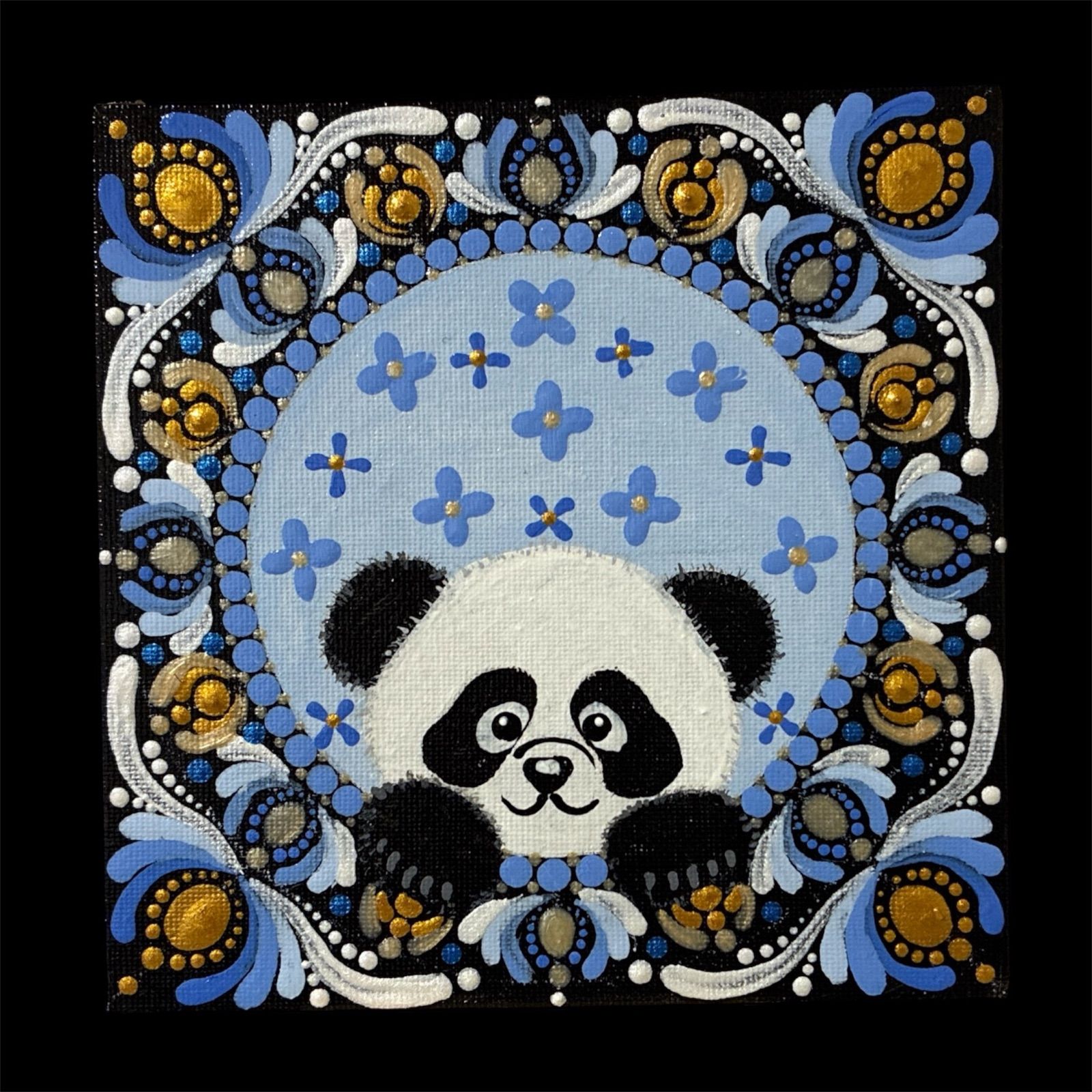 インテリア 曼荼羅アート ドットアート ヒーリングアート『パンダ