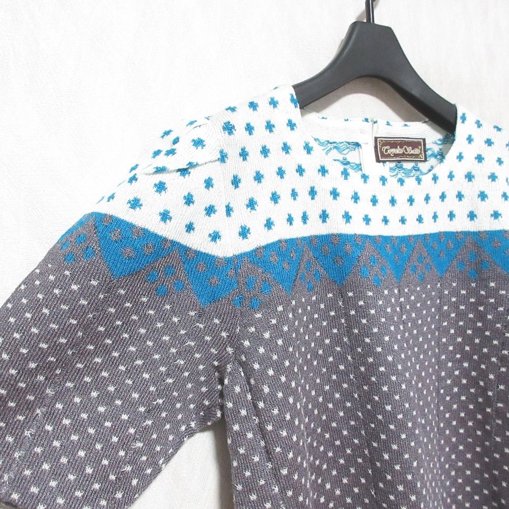 美品 斎藤都世子 トヨコサイトウ 刺繍 ショートスリーブ ニット