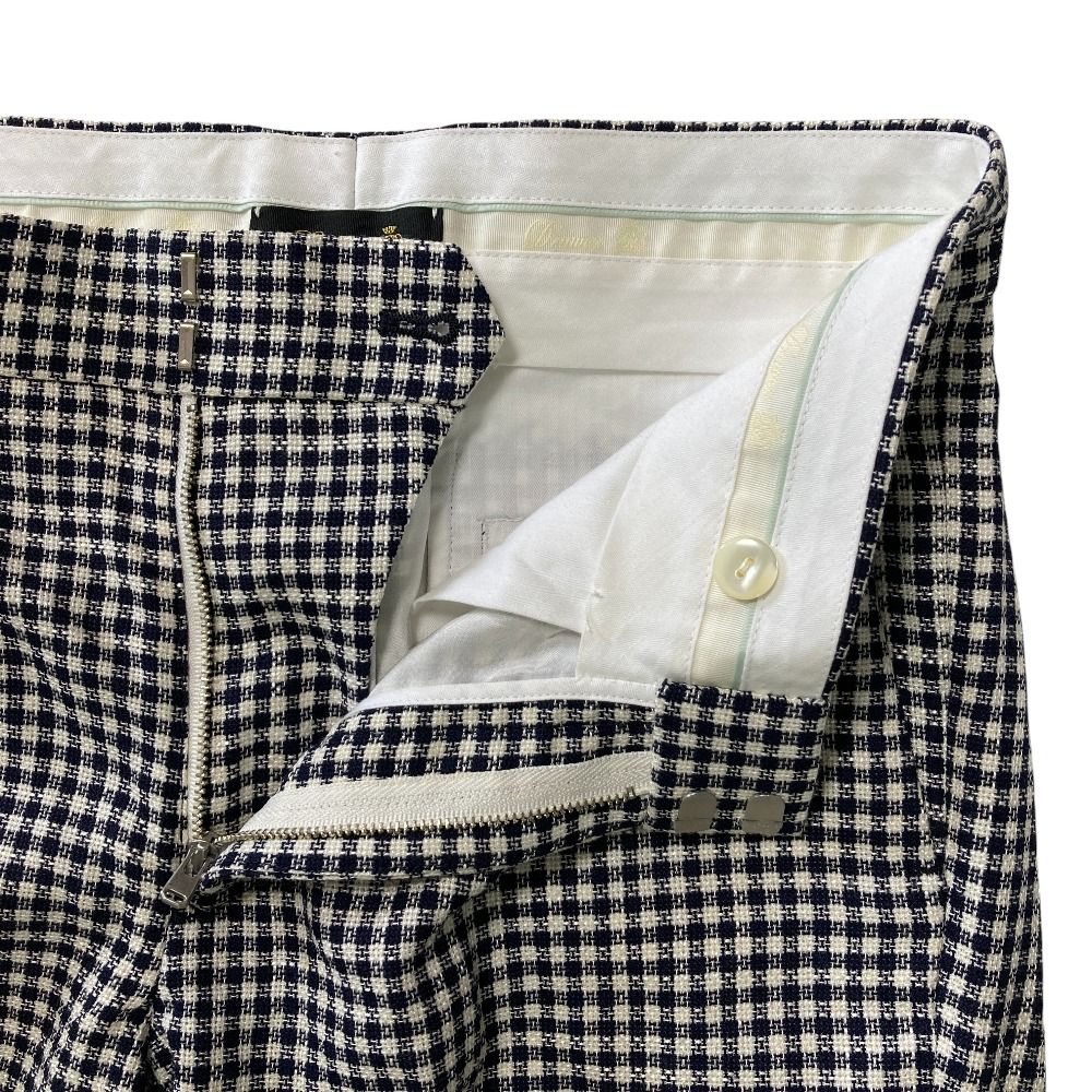 良品 DRAWER ドゥロワー ウールシルク ギンガムチェックパンツ 34