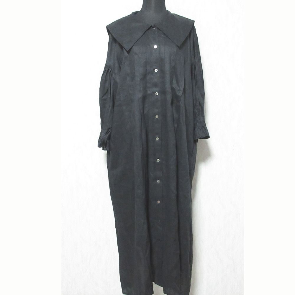 美品 fig London フィグロンドン リネン 7分袖 シャツワンピース 70-01