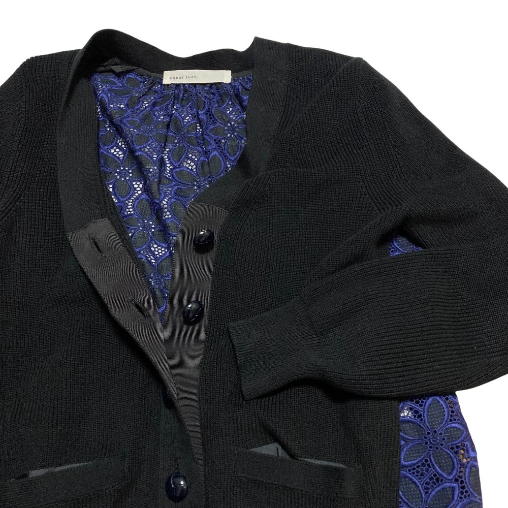 良品 sacai luck サカイラック バックレース ニットカーディガン