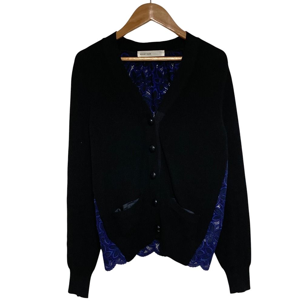 良品 sacai luck サカイラック バックレース ニットカーディガン