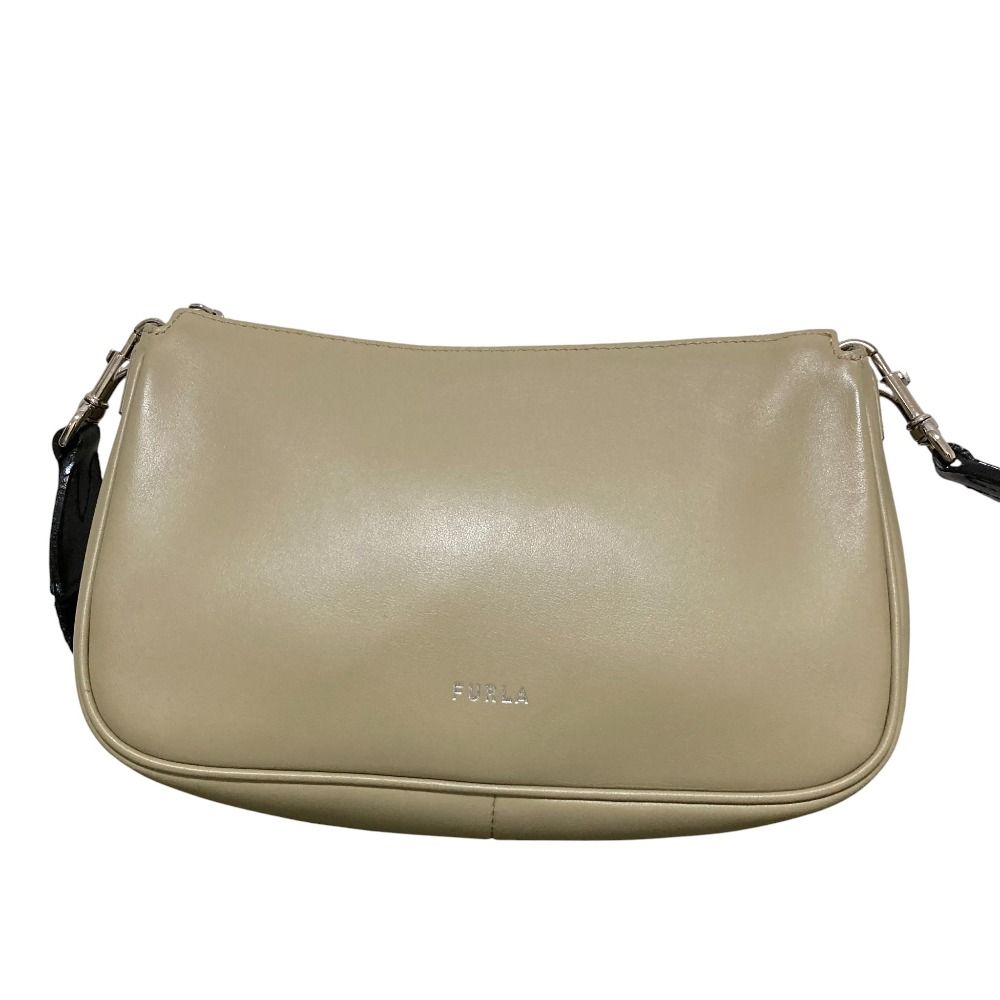 FURLA ベージュ レザー ショルダーバッグ 美品 FURLA フルラ レザー ショルダーバッグ ベージュ レディース 古着