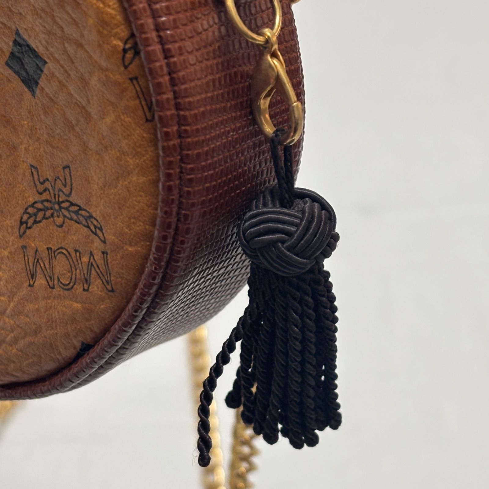 ヴィンテージ MCM ショルダーバッグ タンバリンバッグ ゴールド