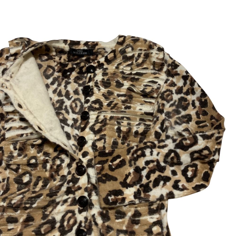 良品 ANNA MOLINARI アンナモリナーリ ウールアンゴラ レオパード柄