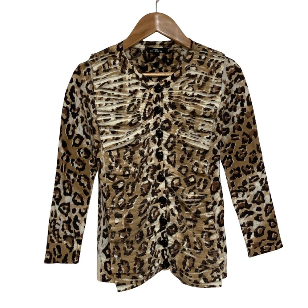 良品 ANNA MOLINARI アンナモリナーリ ウールアンゴラ レオパード柄