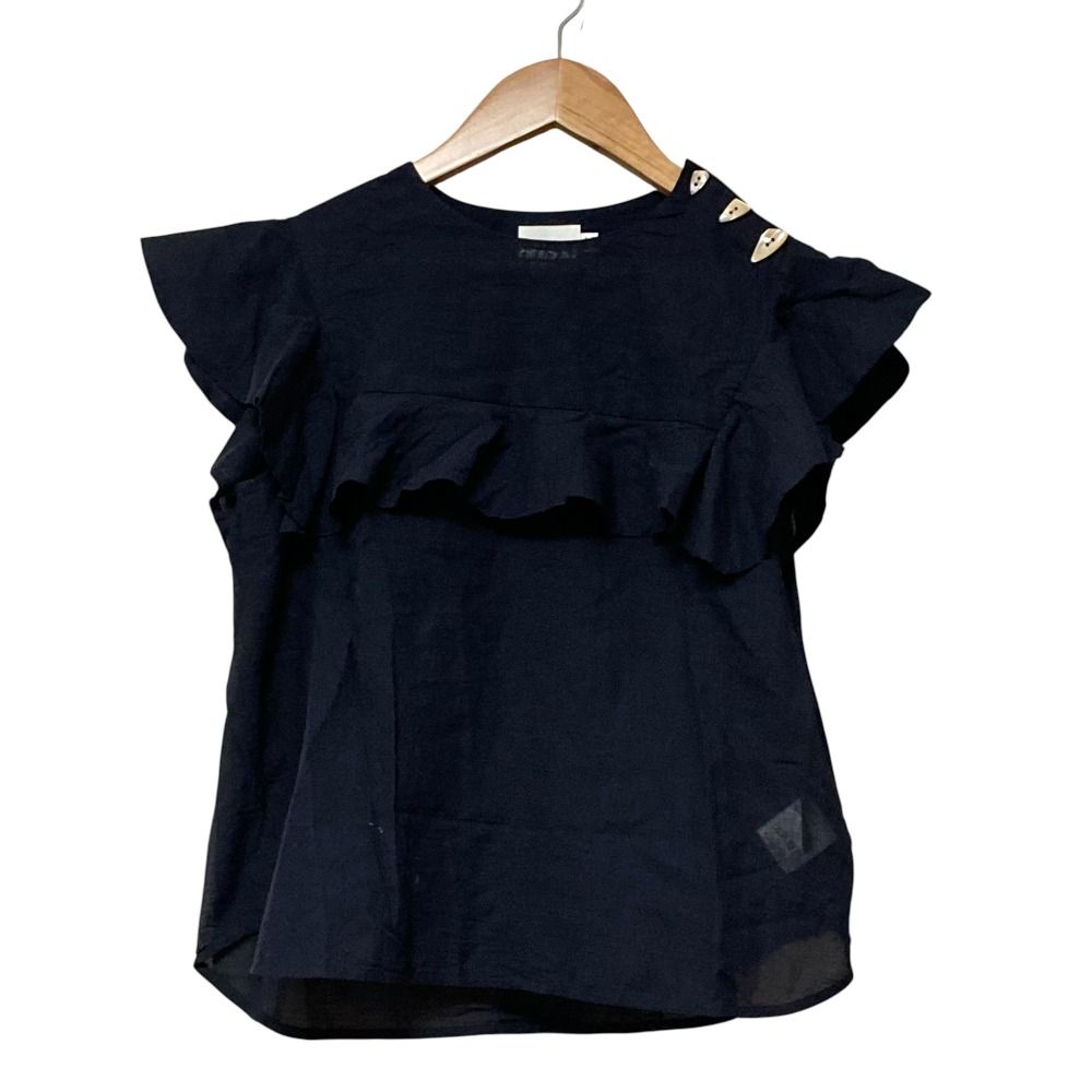 美品 yori ヨリ シェルボタン フリルスリーブ ブラウス YR1821-012SP