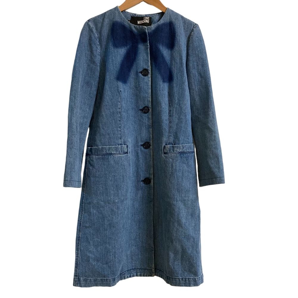 美品 LOVE MOSCHINO ラブモスキーノ リボンシルエット デニムコート