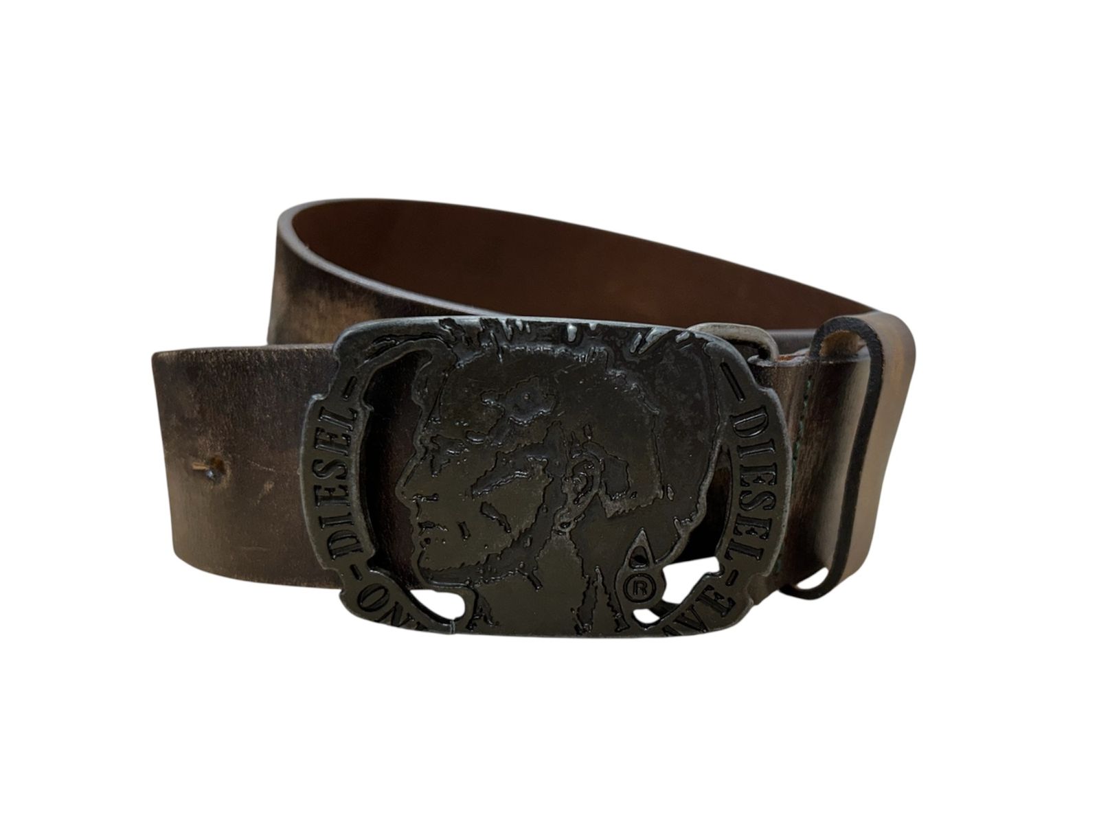 DIESEL (ディーゼル) モヒカンロゴバックルベルト 32インチ 牛皮