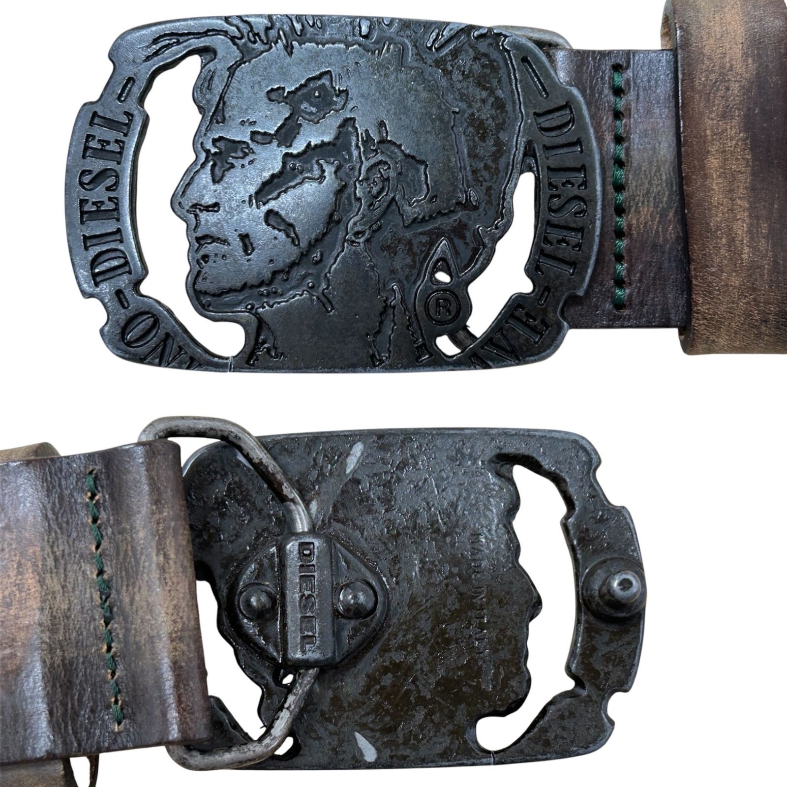 DIESEL (ディーゼル) モヒカンロゴバックルベルト 32インチ 牛皮