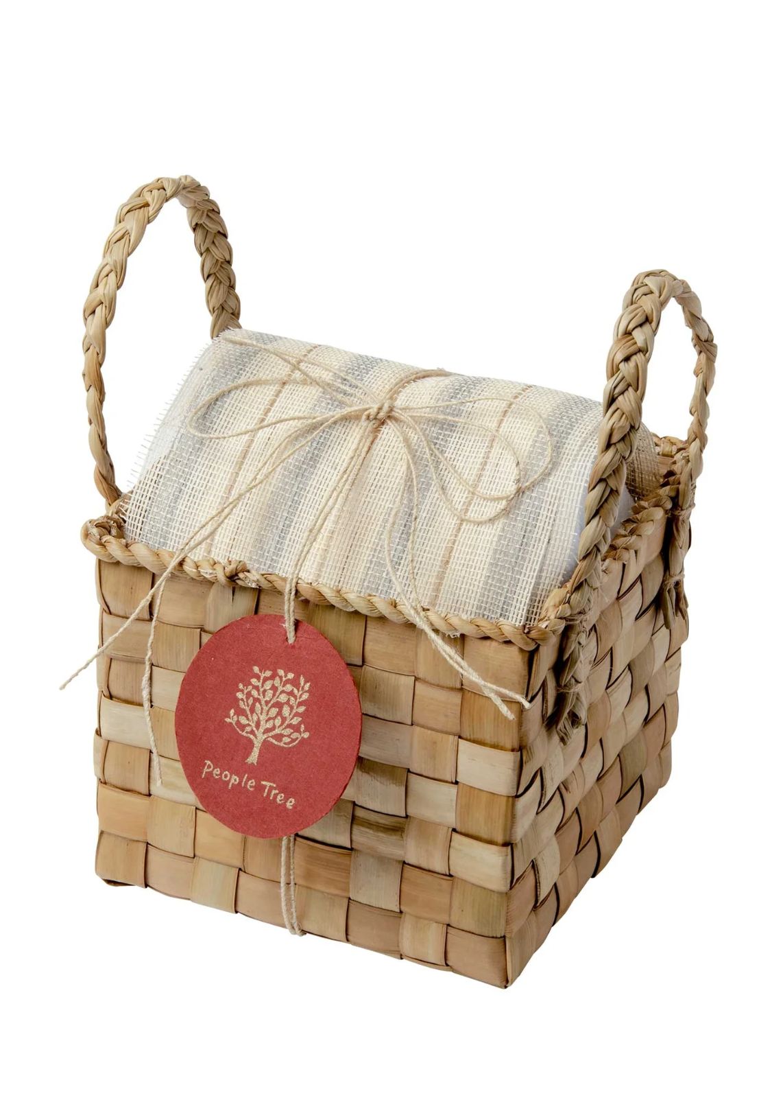 新品] ホグラとジュートのギフトラッピングバスケット《大》生成り系