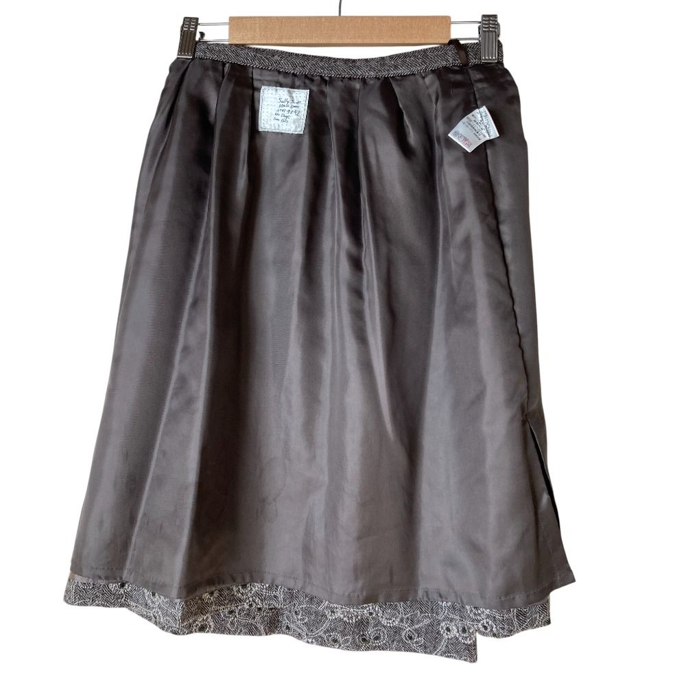 美品 Sally Scott サリースコット 刺繍 ウール スカート 9 グレー