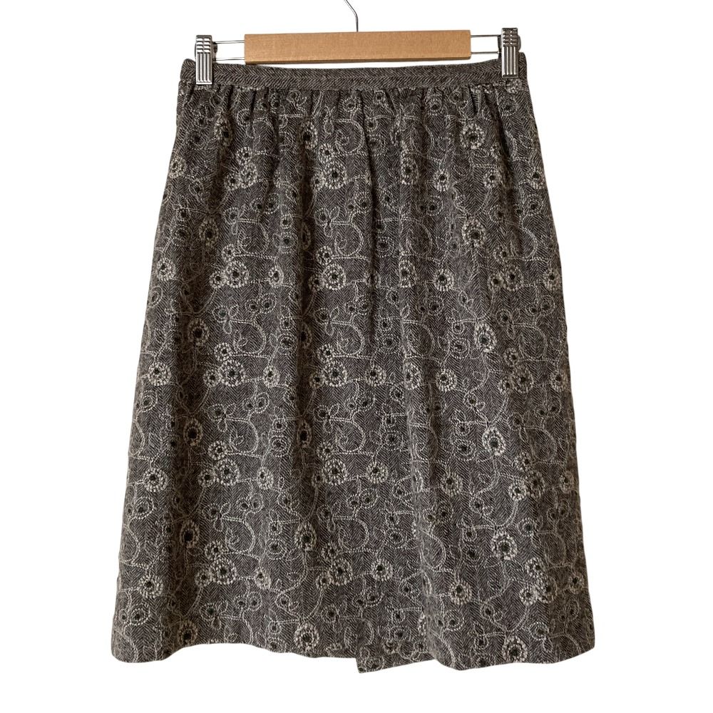 美品 Sally Scott サリースコット 刺繍 ウール スカート 9 グレー