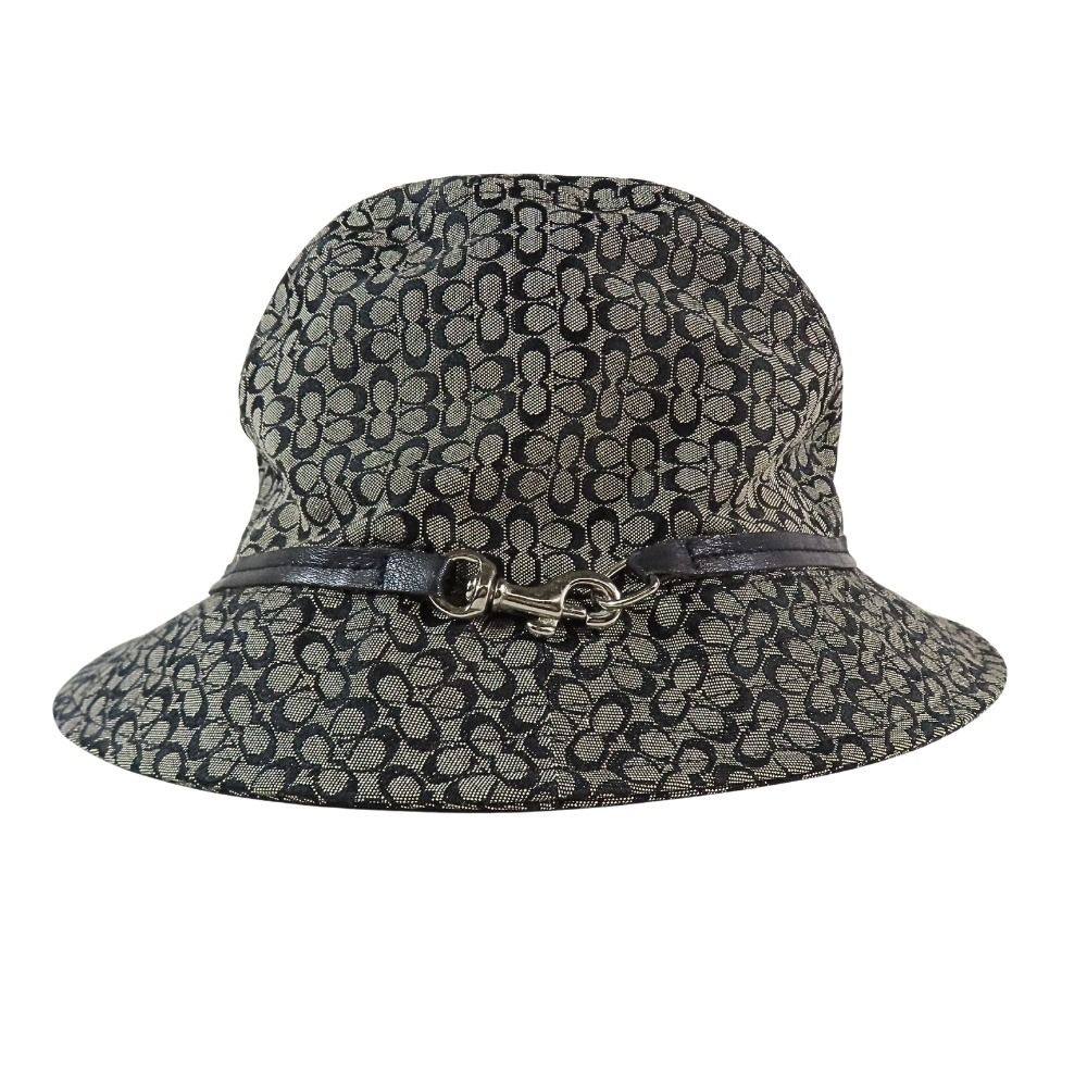 美品 COACH コーチ シグネチャー バケットハット ジャガード ロゴ 刺繍