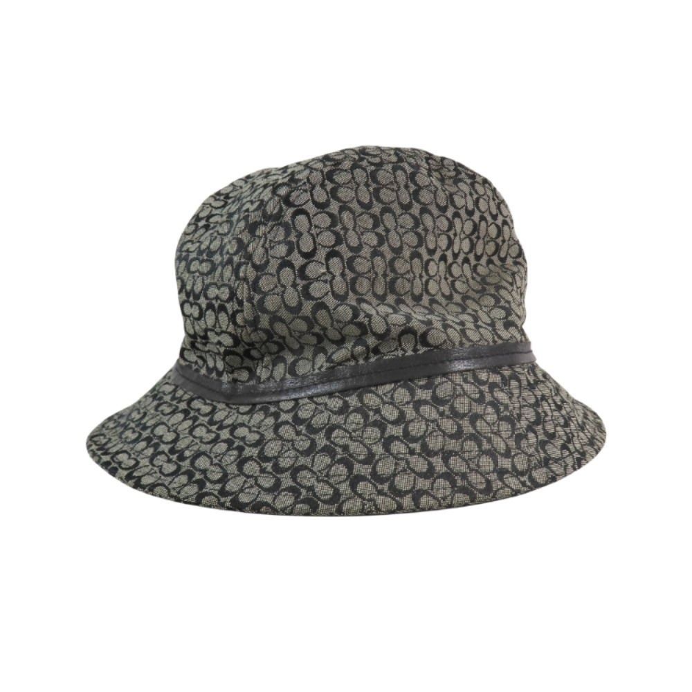 美品 COACH コーチ シグネチャー バケットハット ジャガード ロゴ 刺繍