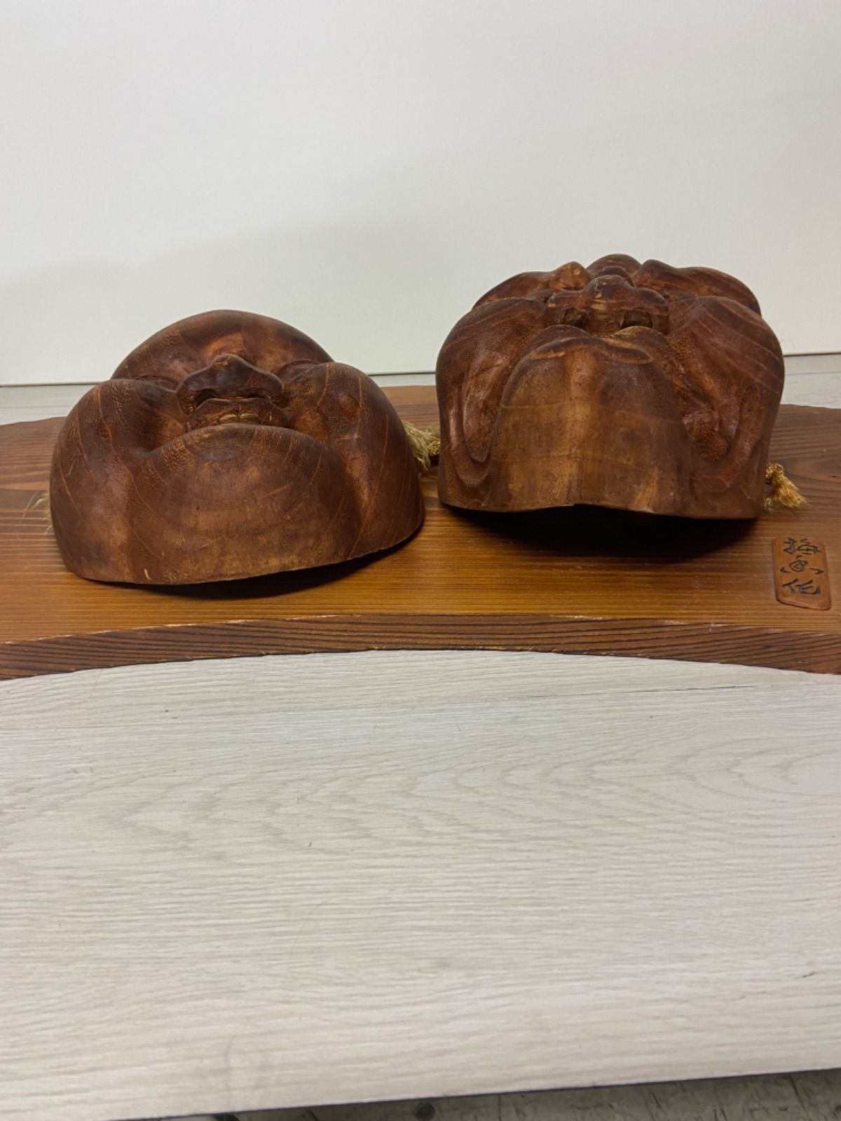 当時物 木製 笑顔の面 鬼面 セット 60cm×30cm - メルカリ