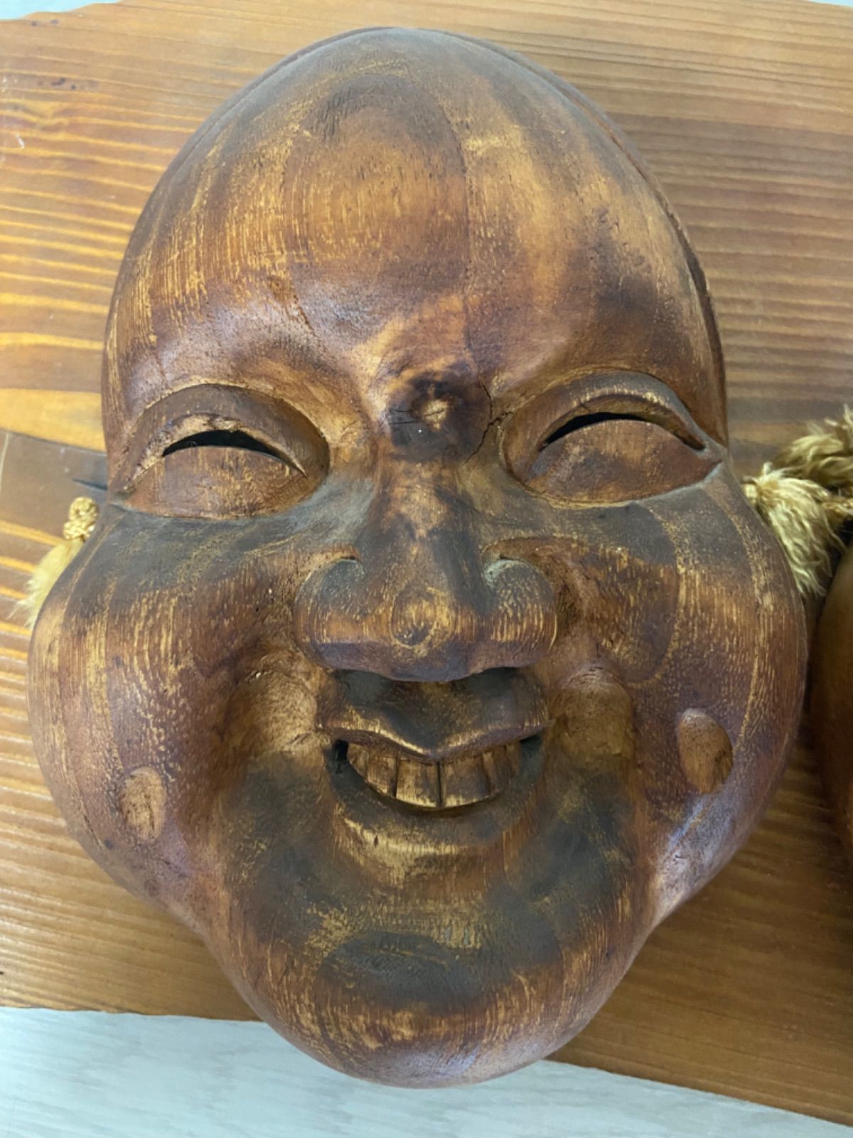 当時物 木製 笑顔の面 鬼面 セット 60cm×30cm - メルカリ