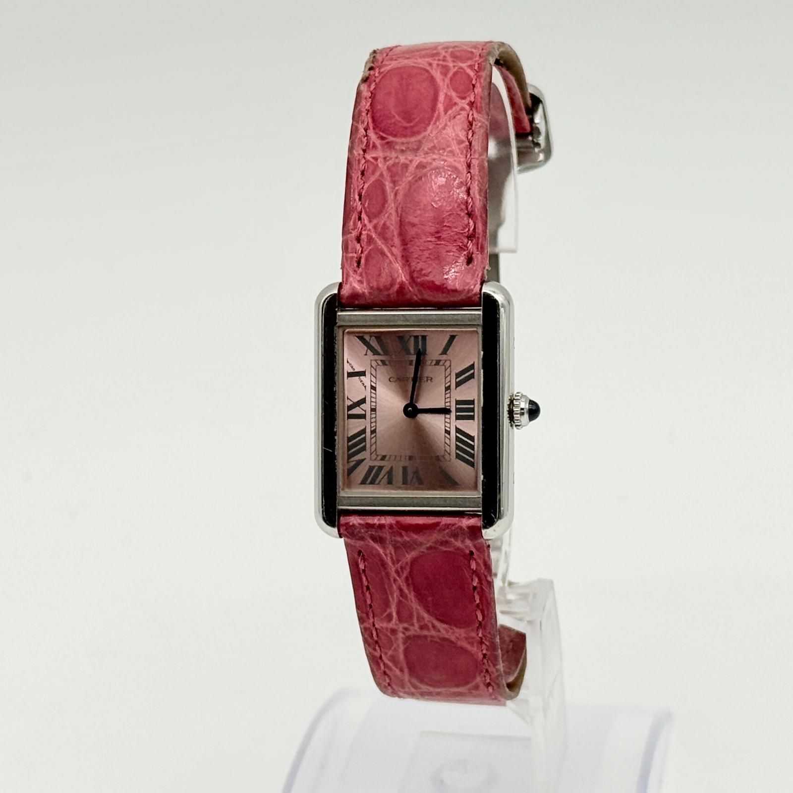 CARTIER カルティエ タンクソロSM W5200000 ピンク QZ レディース