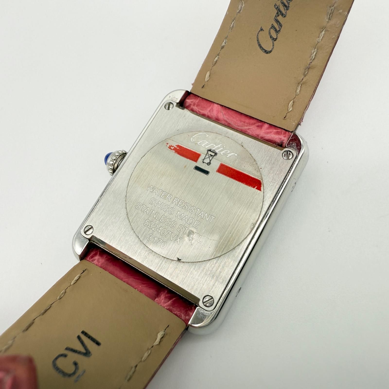 CARTIER カルティエ タンクソロSM W5200000 ピンク QZ レディース