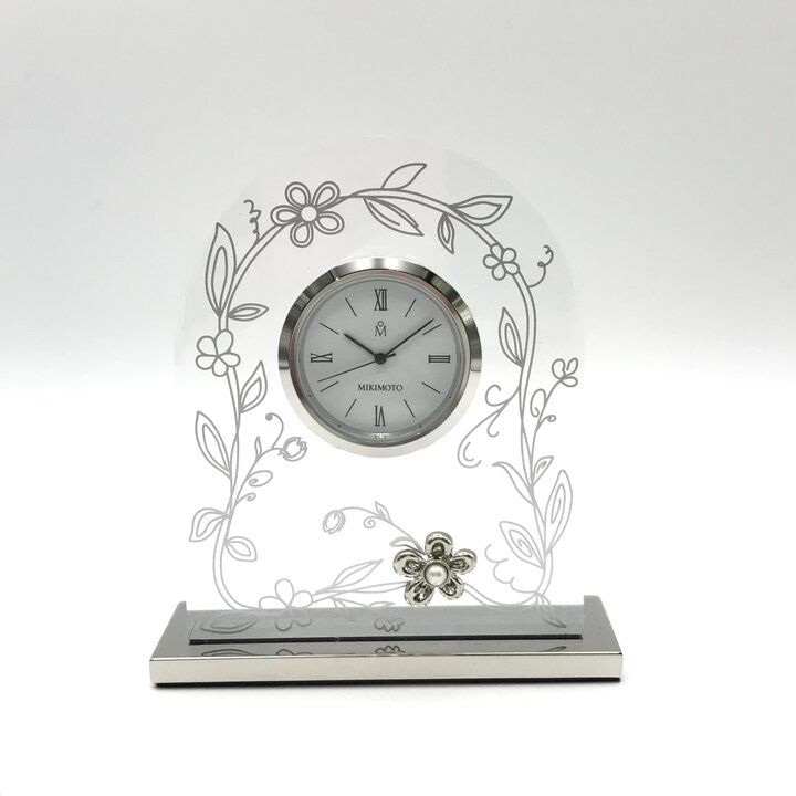 未使用保管品 MIKIMOTO ミキモト 置時計 パール 花 フラワー クォーツ