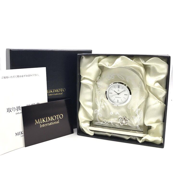 未使用保管品 MIKIMOTO ミキモト 置時計 パール 花 フラワー クォーツ