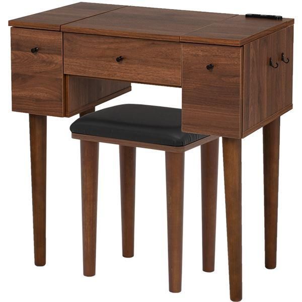 ドレッサー＆スツールセット ダークブラウン 約幅69×奥行40×高さ104