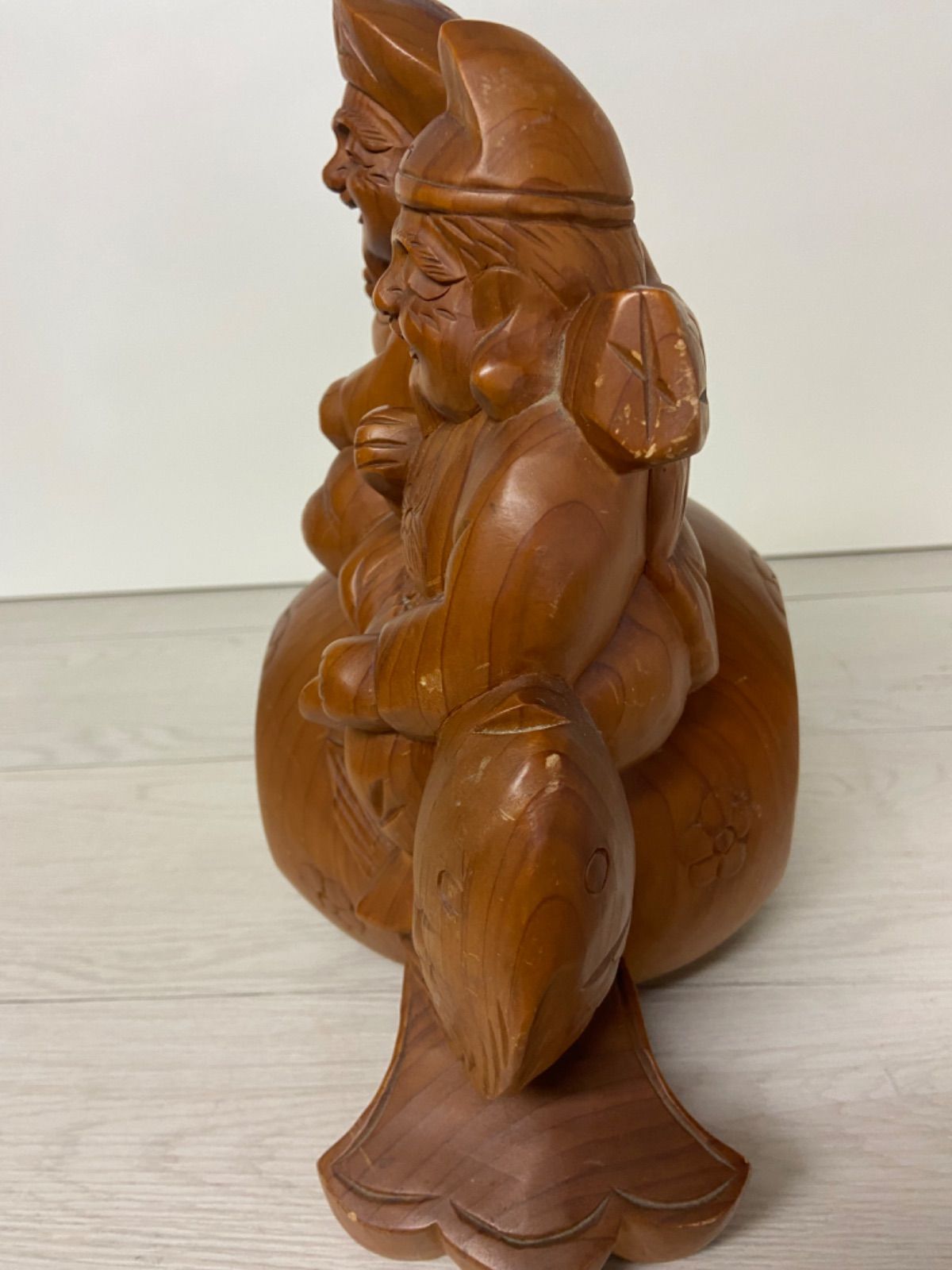 中古 七福神 木彫り 大黒様 恵比寿様 置物 28cm×31cm - メルカリ