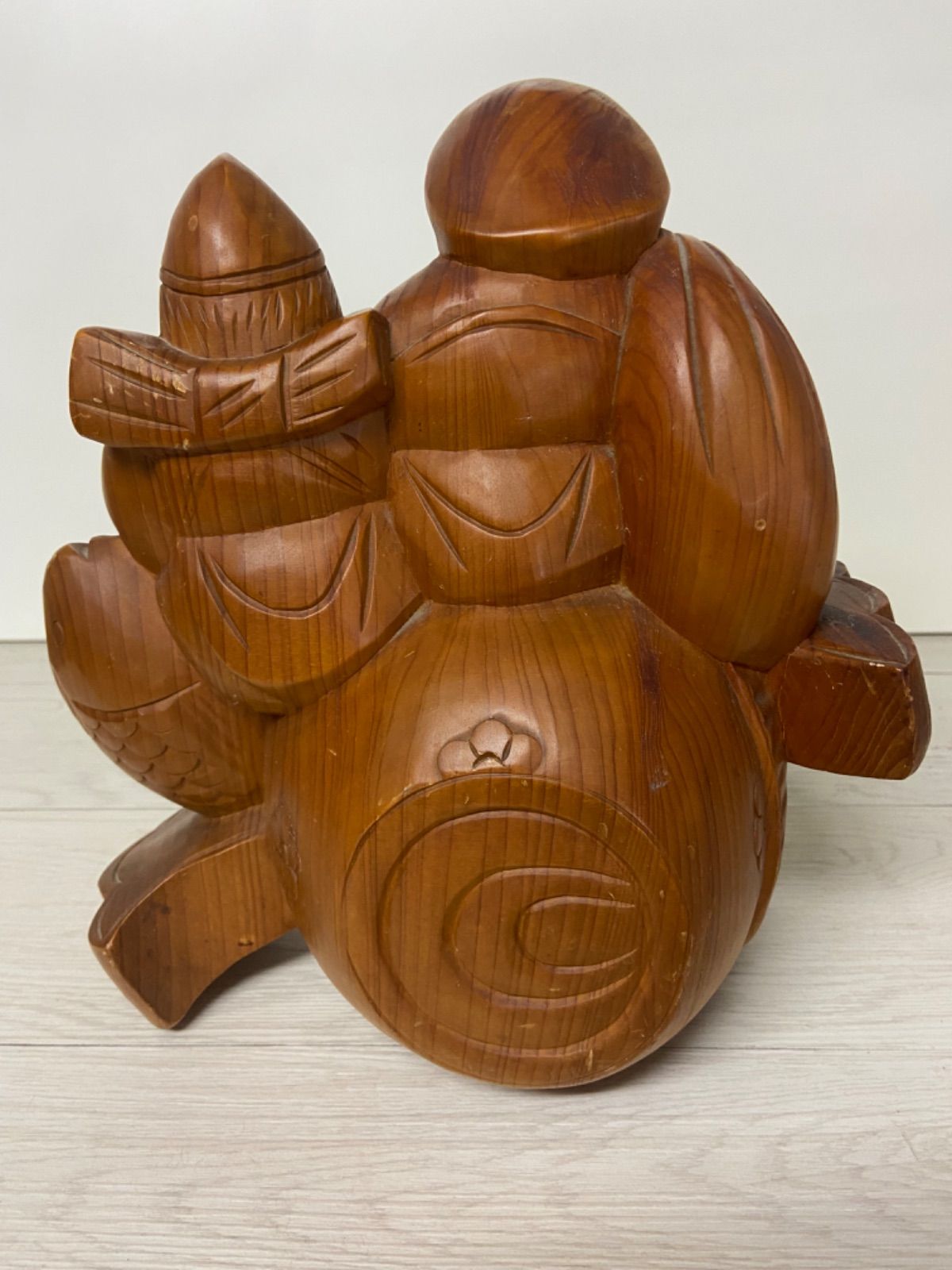 中古 七福神 木彫り 大黒様 恵比寿様 置物 28cm×31cm - メルカリ