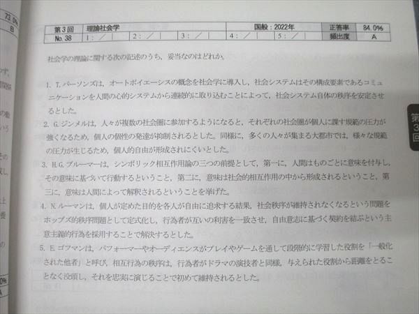 TAC 公務員試験 地方上級・国家一般職コース 選択講義 社会学 問題集